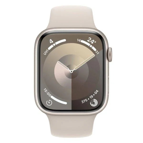 Apple Watch Series 9 GPS + Cellular 45mm Starlight Aluminium Case with Starlight Sport Band – Regular - Tashqila Apple Watch Series 9 GPS + Cellular 45mm Starlight Aluminium Case with Starlight Sport Band – Regular - Tashqila